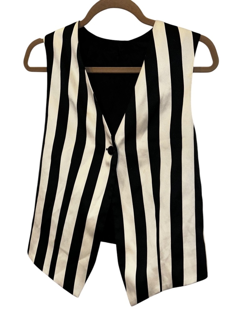Alice & Olivia black white striped silk vest waistcoat S
